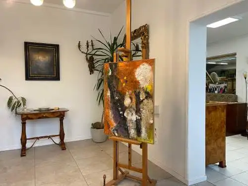 Antikes Atelier-Staffelei aus massivem Holz Bildhalterung G1522