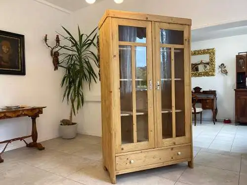 Traum Jugendstil Vitrine  Glasschrank Naturholzmöbel Bauernmöbel G1609