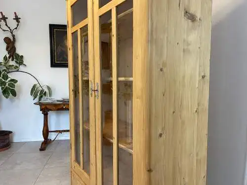 Traum Jugendstil Vitrine  Glasschrank Naturholzmöbel Bauernmöbel G1609