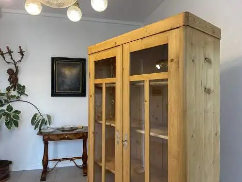 Traum Jugendstil Vitrine  Glasschrank Naturholzmöbel Bauernmöbel G1609
