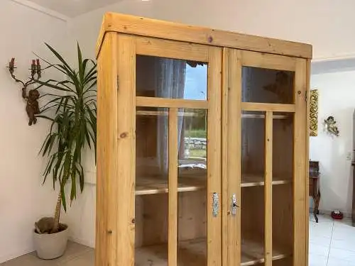 Traum Jugendstil Vitrine  Glasschrank Naturholzmöbel Bauernmöbel G1609