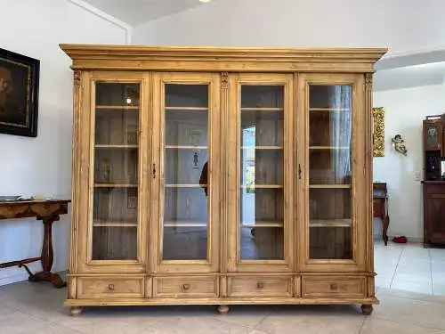 Bäuerliche Glas Vitrine Bauernvitrine Glasschrank Naturholz Bücherschrank Weichh
