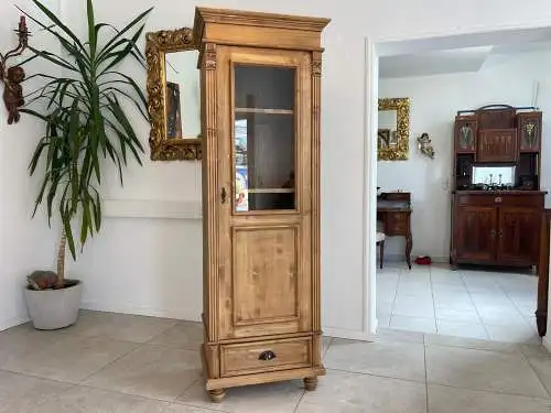 Antike Bäuerliche Vitrine Bauernvitrine Bauernschrank Weichholz Vitrine G1655