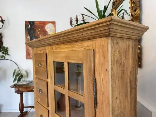 Antiker Biedermeier Brotschrank Almerschrank Vorratskasten Vitrine Bauernvitrine