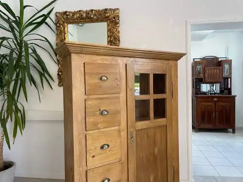 Antiker Biedermeier Brotschrank Almerschrank Vorratskasten Vitrine Bauernvitrine