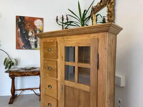 Antiker Biedermeier Brotschrank Almerschrank Vorratskasten Vitrine Bauernvitrine