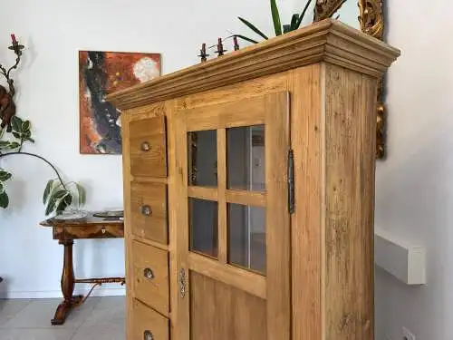 Antiker Biedermeier Brotschrank Almerschrank Vorratskasten Vitrine Bauernvitrine