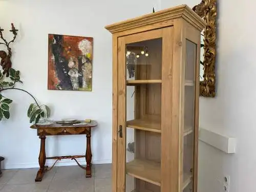 Antike Bäuerliche Vitrine Bauernvitrine Bauernschrank Weichholz  Vitrine G1653