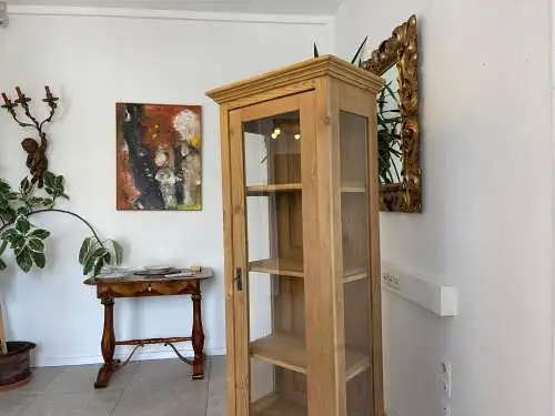 Antike Bäuerliche Vitrine Bauernvitrine Bauernschrank Weichholz  Vitrine G1653