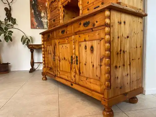 Alte Zirbenholz Kredenz Küchenvitrine Butzenglas Küchenschrank Landhausstil G167