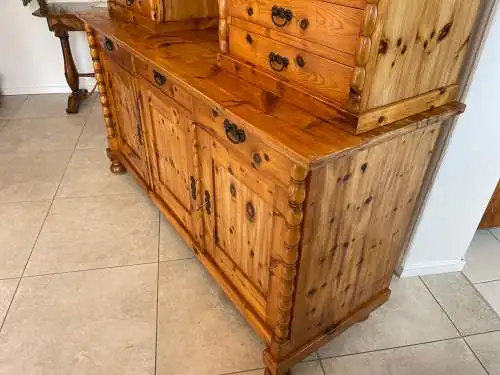 Alte Zirbenholz Kredenz Küchenvitrine Butzenglas Küchenschrank Landhausstil G167