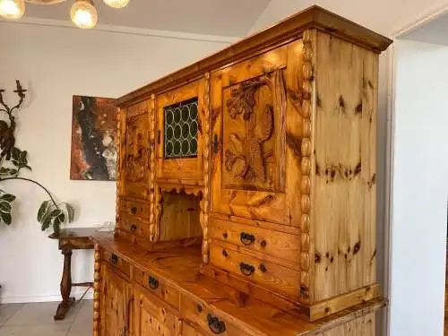 Alte Zirbenholz Kredenz Küchenvitrine Butzenglas Küchenschrank Landhausstil G167