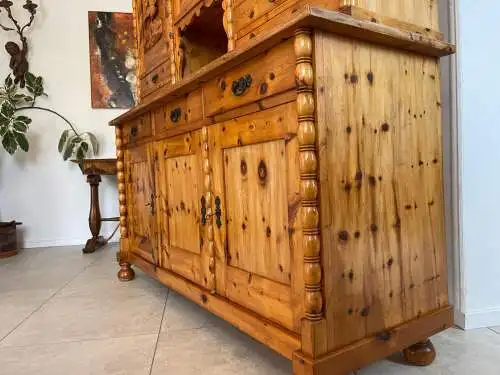 Alte Zirbenholz Kredenz Küchenvitrine Butzenglas Küchenschrank Landhausstil G167