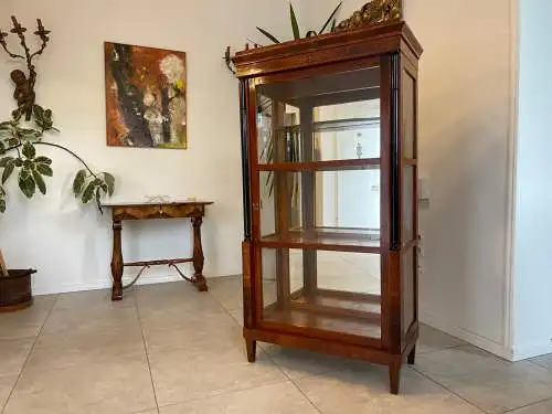 Originale Biedermeier Säulen Vitrine Glasschrank Antiquität Bücherschrank G1673