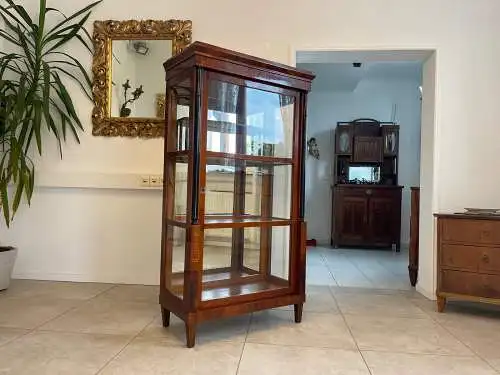 Originale Biedermeier Säulen Vitrine Glasschrank Antiquität Bücherschrank G1673