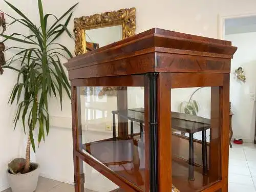 Originale Biedermeier Säulen Vitrine Glasschrank Antiquität Bücherschrank G1673