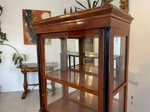 Originale Biedermeier Säulen Vitrine Glasschrank Antiquität Bücherschrank G1673