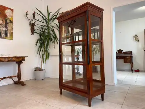 Originale Biedermeier Säulen Vitrine Glasschrank Antiquität Bücherschrank G1673