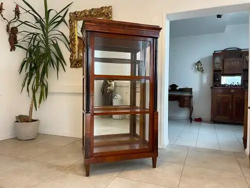 Originale Biedermeier Säulen Vitrine Glasschrank Antiquität Bücherschrank G1673