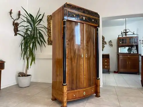 Sale Empire Schrank Säulenschrank Nussholz Restauriert Antiquität Marketiert G11