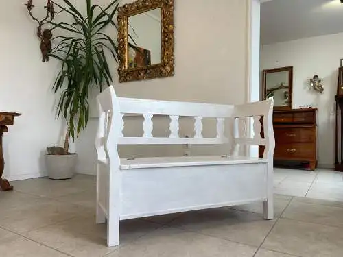 Provinzielle Truhenbank Küchenbank Naturholzbank Shabby Chic G1693