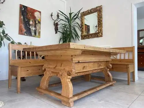 Bäuerliche Bauernsitzgruppe Ensemble Jogltisch Bauernstube Sessel Naturholz Anti