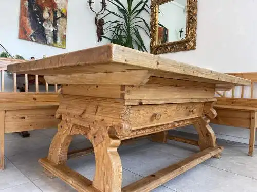 Bäuerliche Bauernsitzgruppe Ensemble Jogltisch Bauernstube Sessel Naturholz Anti