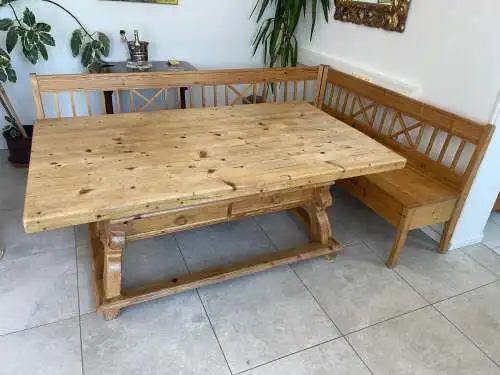 Bäuerliche Bauernsitzgruppe Ensemble Jogltisch Bauernstube Sessel Naturholz Anti