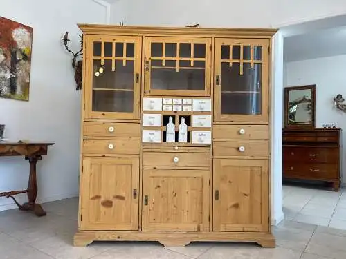 Originale Jugendstil Vitrine  Glasschrank Naturholzmöbel Bauernmöbel G1712