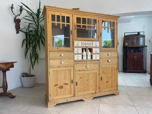 Originale Jugendstil Vitrine  Glasschrank Naturholzmöbel Bauernmöbel G1712