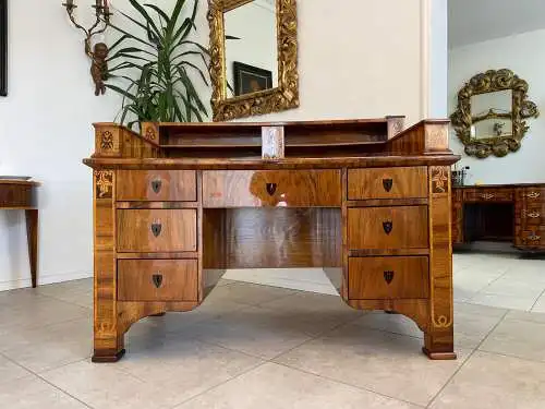 Restaurierter Biedermeier Sekretär Schreibtisch Antik mit Intarsien G1129-1