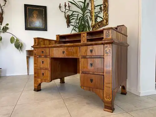 Restaurierter Biedermeier Sekretär Schreibtisch Antik mit Intarsien G1129-1