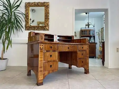 Restaurierter Biedermeier Sekretär Schreibtisch Antik mit Intarsien G1129-1