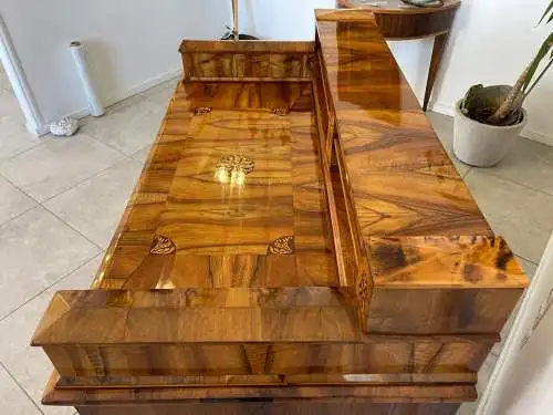 Restaurierter Biedermeier Sekretär Schreibtisch Antik mit Intarsien G1129-1