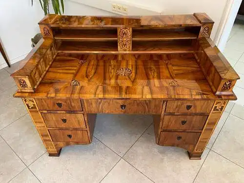 Restaurierter Biedermeier Sekretär Schreibtisch Antik mit Intarsien G1129-1