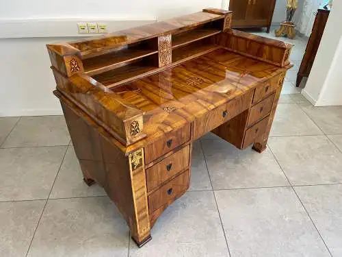 Restaurierter Biedermeier Sekretär Schreibtisch Antik mit Intarsien G1129-1