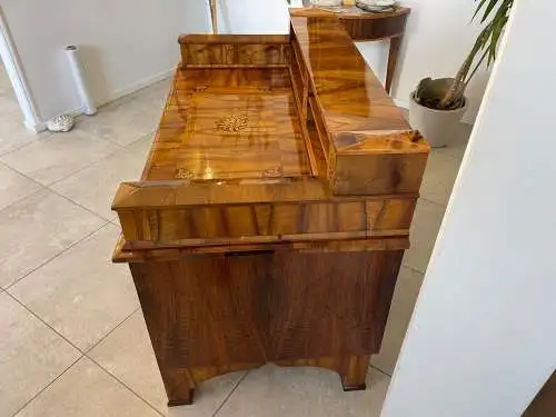 Restaurierter Biedermeier Sekretär Schreibtisch Antik mit Intarsien G1129-1
