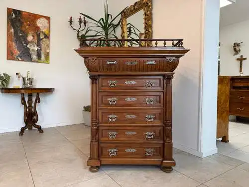 Gründerzeit Wochenkommode Nussholz Ladenschrank Säulenkommode G1729