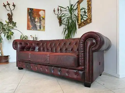 Chesterfield 3er Clubsofa Diwan Couch Oxblood Kultmöbel G1724