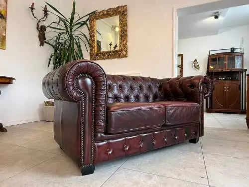 Chesterfield 2er Clubsofa Diwan Couch Oxblood Kultmöbel G1725