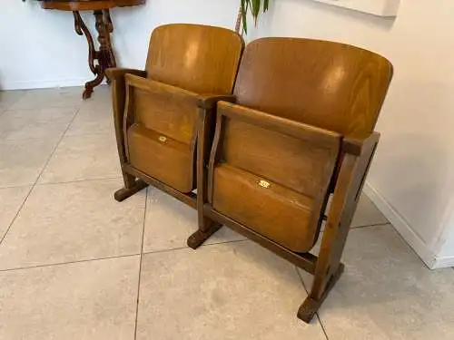 Original Wiener Kinosessel 2er Sitz Klappstuhl Stuhl Nostalgie G1735