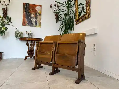 Original Wiener Kinosessel 2er Sitz Klappstuhl Stuhl Nostalgie G1721