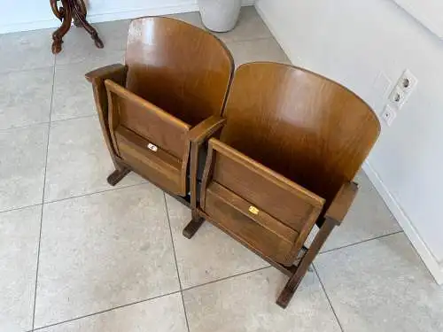 Original Wiener Kinosessel 2er Sitz Klappstuhl Stuhl Nostalgie G1721