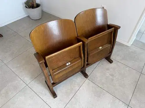 Original Wiener Kinosessel 2er Sitz Klappstuhl Stuhl Nostalgie G1721