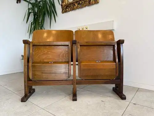 Original Wiener Kinosessel 2er Sitz Klappstuhl Stuhl Nostalgie G1723