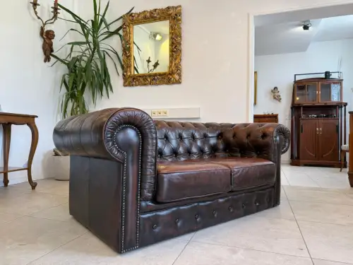 Chesterfield 2er Clubsofa Diwan Couch Zigarrenbraun G1831