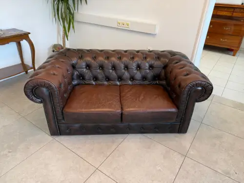 Chesterfield 2er Clubsofa Diwan Couch Zigarrenbraun G1831
