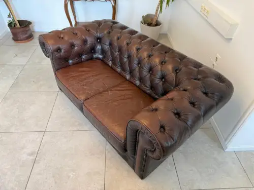 Chesterfield 2er Clubsofa Diwan Couch Zigarrenbraun G1831