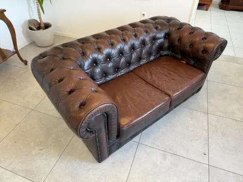 Chesterfield 2er Clubsofa Diwan Couch Zigarrenbraun G1831