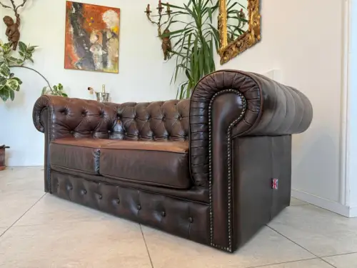 Chesterfield 2er Clubsofa Diwan Couch Zigarrenbraun G1831
